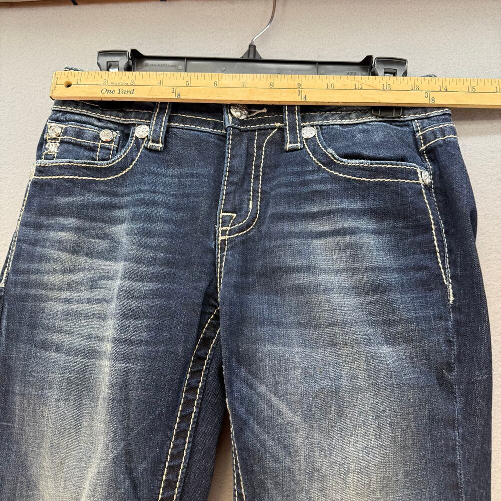 Miss Me Jeans Women's 26x31.5 (2) Dark Blue Standard Skinny Angel Wings EUC - Picture 11 of 15